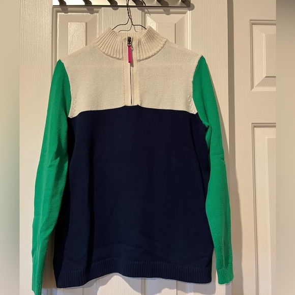 J Crew size S color block quarter-zip sweater - Picture 1 of 10